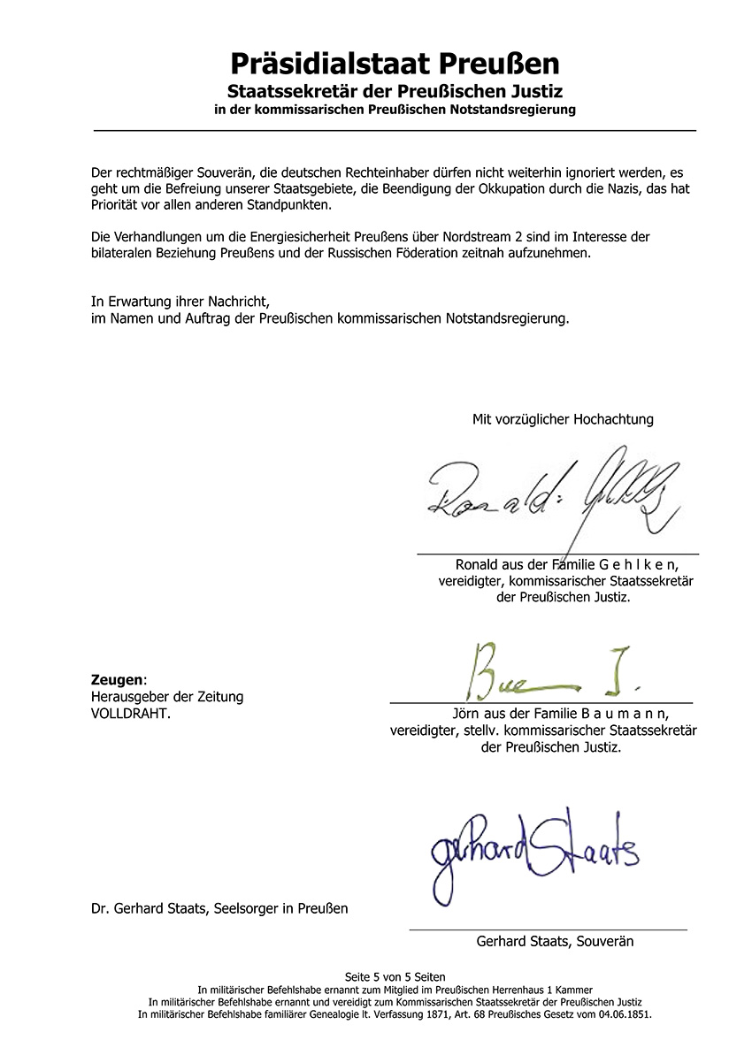 Präsidialstaat Preußen Verhandlungen zu Nordstream 2 Russland 9 Seite 5