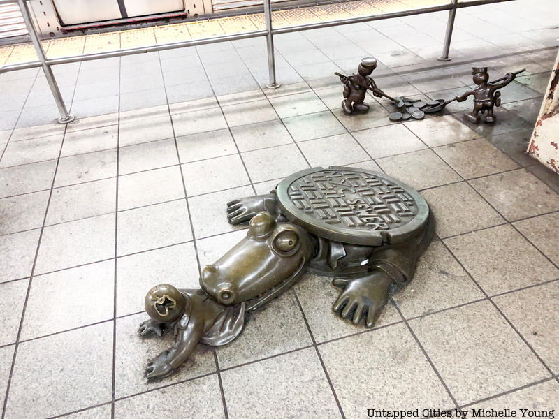 Tom Otterness Sculpture Alligator NYC Sewer 14th Street Subway Station NYC